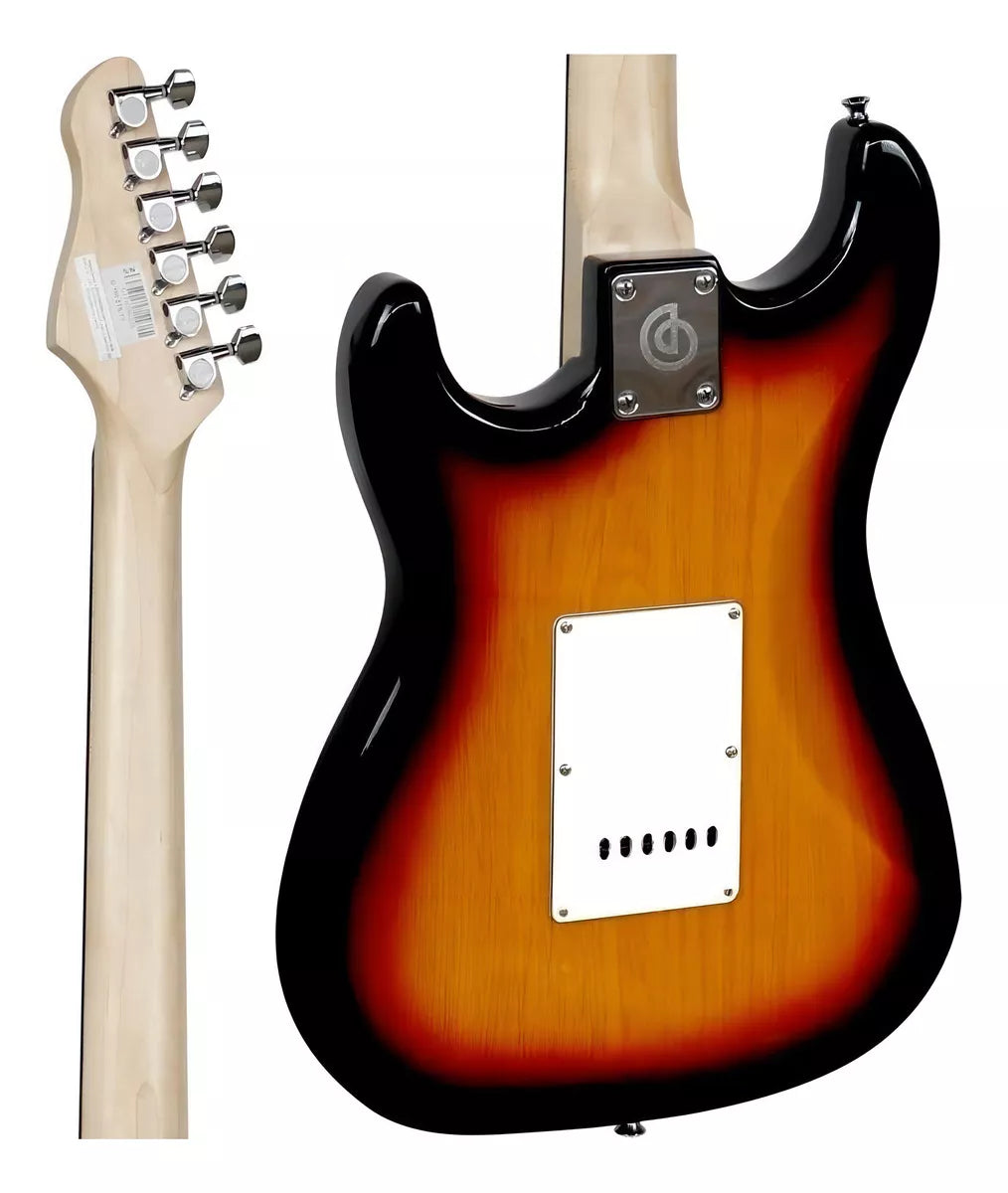 Guitarra elétrica Giannini Standard G-100 de choupo 3-tone sunburst e white shell verniz com diapasão de madeira técnica