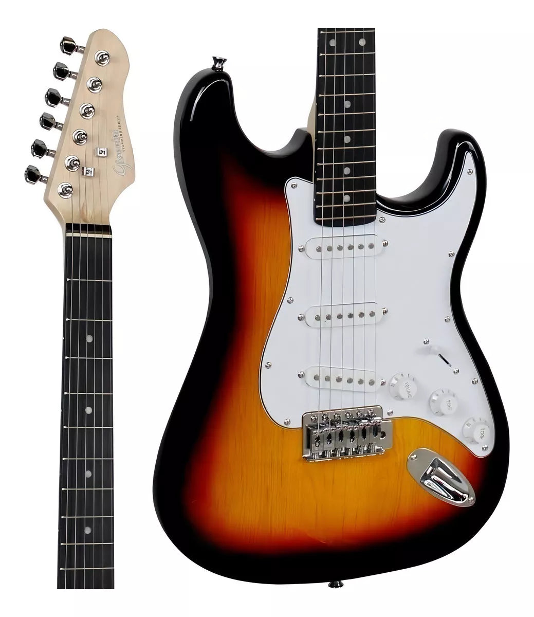 Guitarra elétrica Giannini Standard G-100 de choupo 3-tone sunburst e white shell verniz com diapasão de madeira técnica