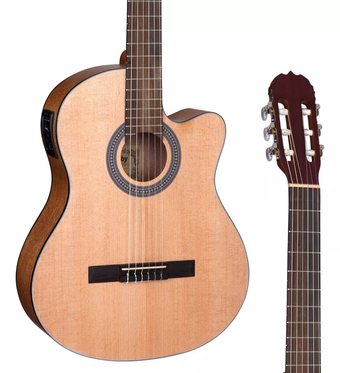 Violão Shelby Eletroacústico Nylon Clássico com Cutaway Natural Acetinado Sn61c Tampo em Abeto