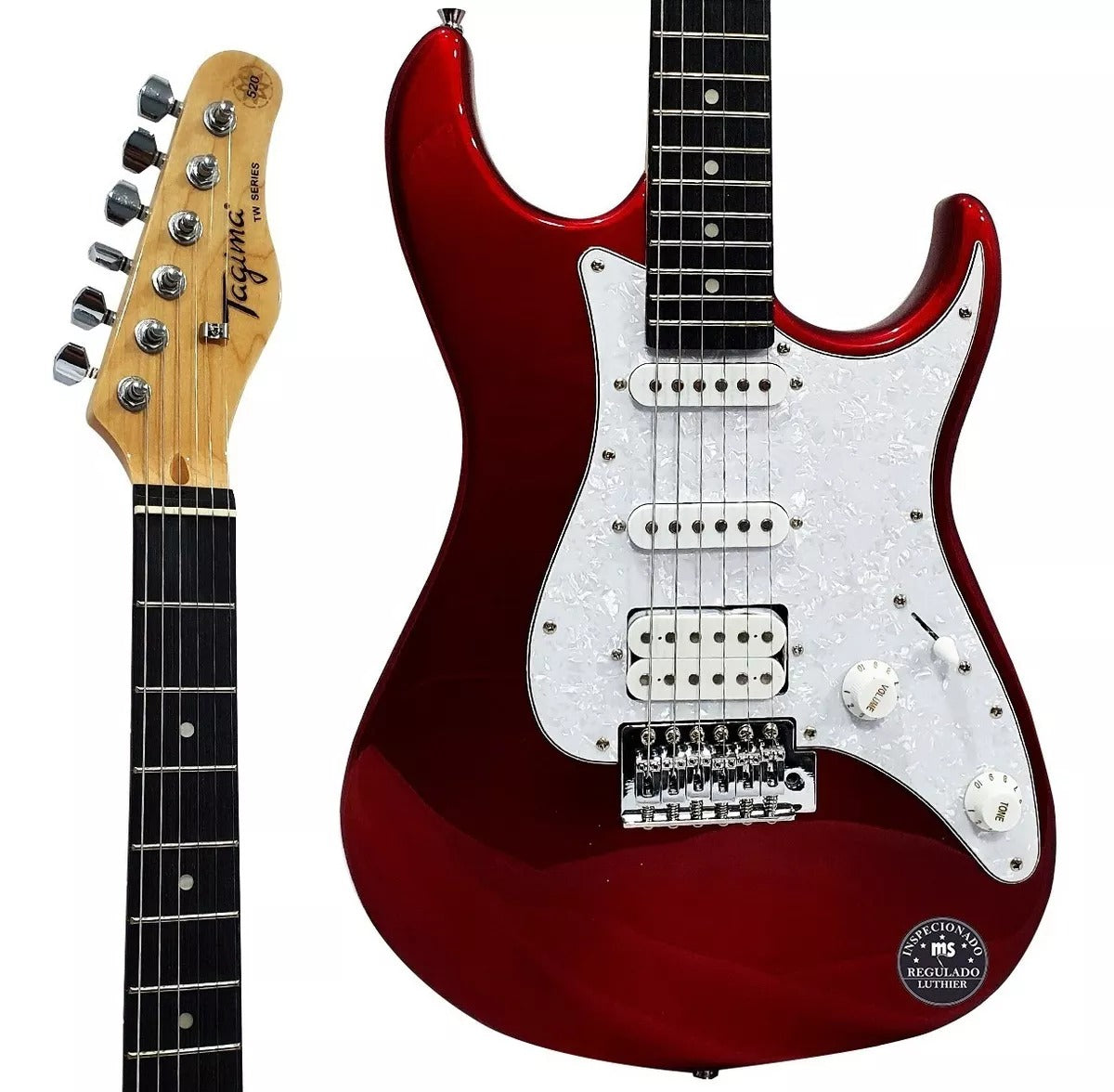 Guitarra elétrica Tagima TW Series TG-520 de tília candy apple metalizado com diapasão de madeira técnica